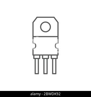 Transistor chip vector icon symbol electronic component isolated on white background Stock Vector