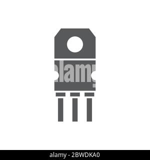 Transistor chip vector icon symbol electronic component isolated on white background Stock Vector