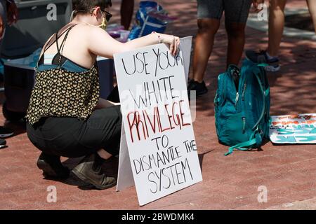 Fort Lauderdale, United States. 31st May, 2020. Fort Lauderdale, FL - May 31, 2020: George Floyd Protest Rally and March on May 31, 2020 in Fort Lauderdale, Florida. Credit: Maurice Ross/The Photo Access Credit: The Photo Access/Alamy Live News Stock Photo