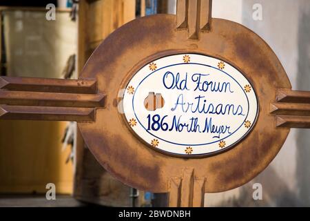 Store Sign,Old Town Artisans,El Presidio Historic District,Tucson, Arizona,USA Stock Photo