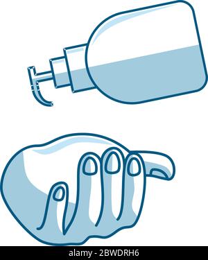 Washing hand Illustration sanitizer liquid soap vector icon Stock Vector