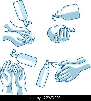 Washing hand Illustration sanitizer liquid soap vector icon Stock Vector
