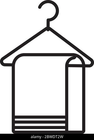 towel hanging in clothespin line style icon Stock Vector