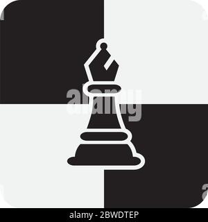 Chess Bishop Pieces isolated on white background. Chessboard Bishop Silhouettes Vector Illustration. Stock Vector