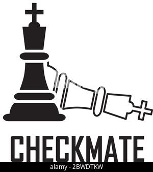 Checkmate on a white background Vector Illustration. Chess Black King Figures Pieces. Stock Vector