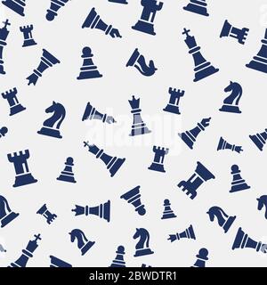 Seamless Chess Vector Pattern. Chess Figures Vector Illustration. Figurine Including King, Queen, Bishop, Knight, Rook, Pawn. Stock Vector