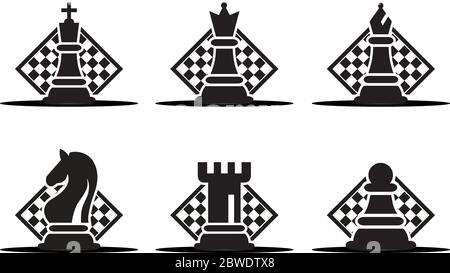 Concept of Business Strategy With Chess Figures On A Chess Board Modern Vector Illustration Set Stock Vector