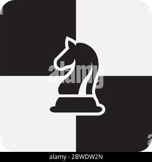 Chess Knight Pieces isolated on white background. Chessboard Knight Silhouettes Vector Illustration Stock Vector