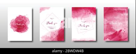 Set of cherry red watercolor background. Template design for banner, valentine, invitation, wedding, poster, card, brochure. Stock Vector