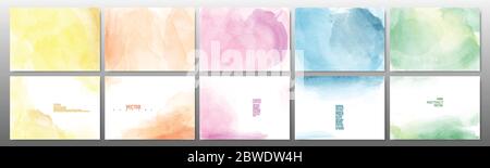 Set of pastel color watercolor background. Template design for banner, poster, card, brochure. Stock Vector