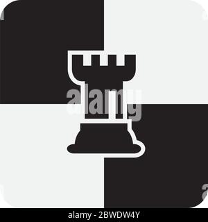 Chess Rook Pieces isolated on white background. Chessboard Rook Silhouettes Vector Illustration. Stock Vector