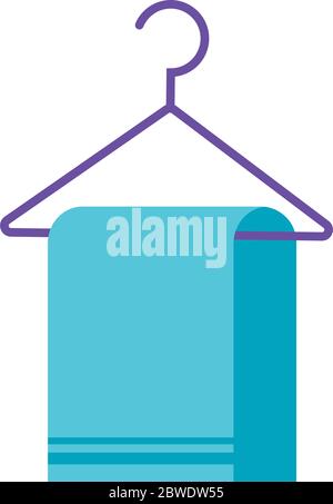 towel hanging in clothespin flat style icon Stock Vector