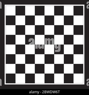 Empty Chess Board Top View Vector Illustration. Chessboard Black And White Tile. Stock Vector