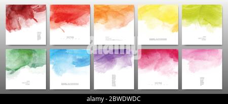 Set of bright colors watercolor background. Template design for banner, poster, card, brochure. Stock Vector