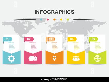Infographic design template banners with 5 options, stock vector Stock Vector