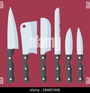 knife thin line icons set Stock Vector