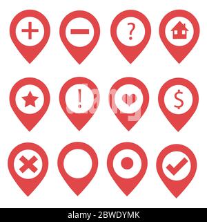 mapping pins icon set vector Stock Vector