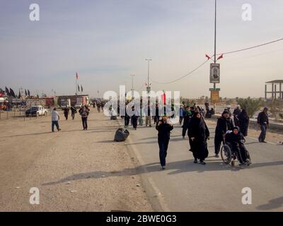 Karbala, Bagdad, Iraq, 06 09 2019:  Millions of Shia marching across the world to Karbala for arbaeen.  A great global gathering in Iraq. Stock Photo