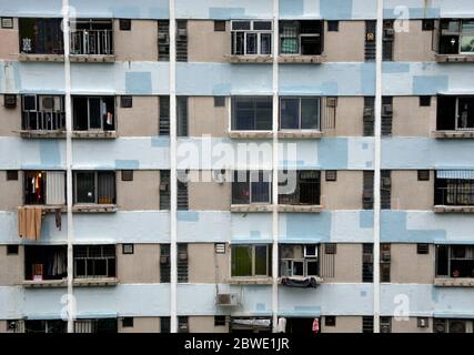 windows of a public housing block, Hong Kong Stock Photo