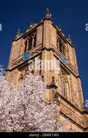 Saint Marys parish church Mold with spring blossom Stock Photo