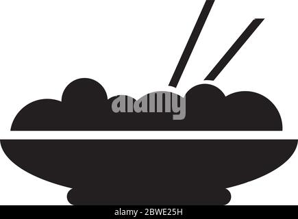 chinese food with chopsticks silhouette style Stock Vector