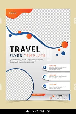 Holiday, Summer travel and tourism flyer, template, website poster design for summer holiday, travel and trip with text and Two photos section. Stock Vector