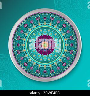 Mandala Square Background with Colorful Floral Mandala Vector Stock Vector