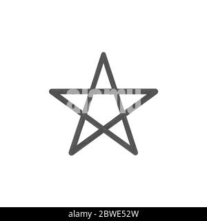 Painted hand drawn linear star. Stock vector illustration isolated on white background. Stock Vector
