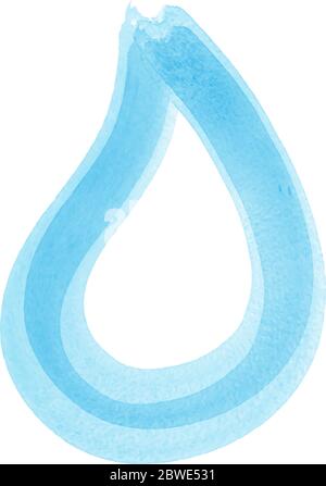 Vector watercolor drop of water. Stock vector illustration isolated on white background. Stock Vector