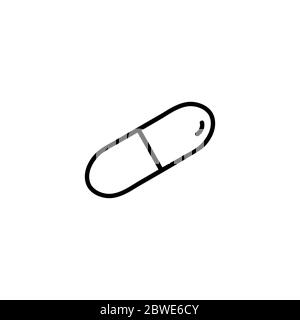 Capsule Line Icon In Flat Style Vector For Apps, UI, Websites. Black ...