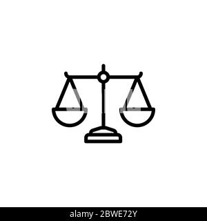 Justice Scales Line Icon In Flat Style Vector For App, UI, Websites. Black Icon Vector Illustration Stock Photo