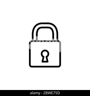 Lock Line Icon In Flat Style Vector For App, UI, Websites. Black Icon ...