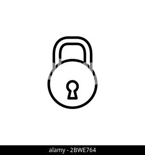 Lock Line Icon In Flat Style Vector For App, UI, Websites. Black Icon ...