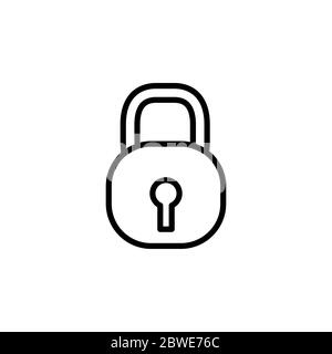 Lock Line Icon In Flat Style Vector For App, UI, Websites. Black Icon ...