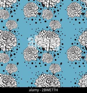 peonies pattern on a blue background vector illustration Stock Vector