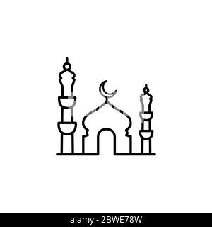 Mosque Line Icon In Flat Style Vector For App, UI, Websites. Black ...