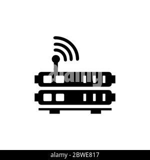 Black wifi router in an office background. 3d illustration Stock Photo ...