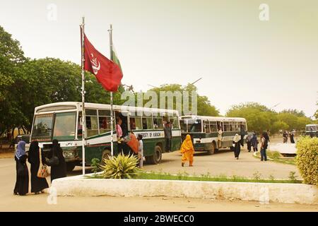 University of Karachi - students traveling in University bus inside Campus 25/09/2012 Stock Photo