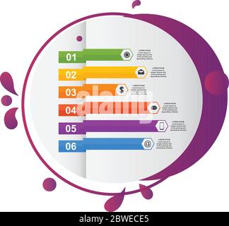 Bar Chart Graph Statistical Business Infographic in Gradient Fluid Liquid Stock Vector