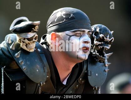 Oakland, United States. 28th Sep, 2003. San Diego Chargers fan Dan Jauregui  aka Boltman. The Oakland Raiders defeated the Chargers, 34-31, in overtime  at Network Associates Coliseum in Oakland, Calif. on Sunday