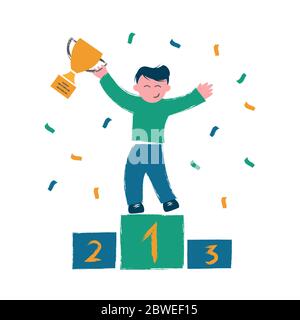 Vector illustration, flat style, business success, leadership, awards, career, successful projects, goal Stock Vector