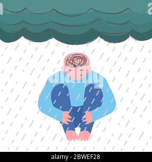 Depression concept Vector illustration in flat style Stock Vector
