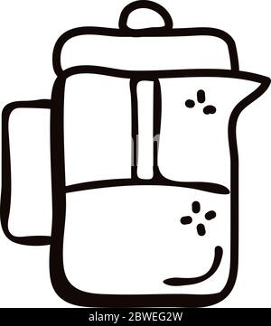 cafetiere with plunger line style icon vector design Stock Vector