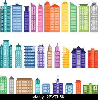 City Tower Skyscraper Building Colorful Flat Design Illustration Stock Vector