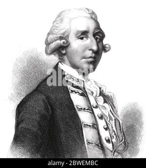 SAMUEL HOOD, 1st Viscount Hood (1724-1816) Royal Navy officer in 1748 Stock Photo