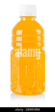 The Orange juice in a plastic container jug isolated on a white background. Stock Photo