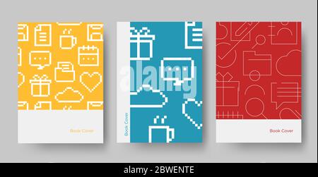 Set of book cover icon design template Stock Vector