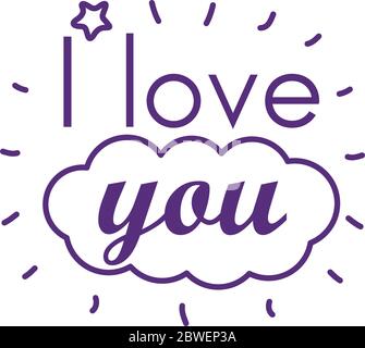 I love you text with cloud line style icon vector design Stock Vector