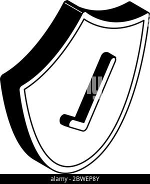 Shield with check mark isometric line style icon vector design Stock Vector