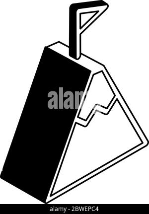 Mountain with racing flag isometric line style icon vector design Stock Vector